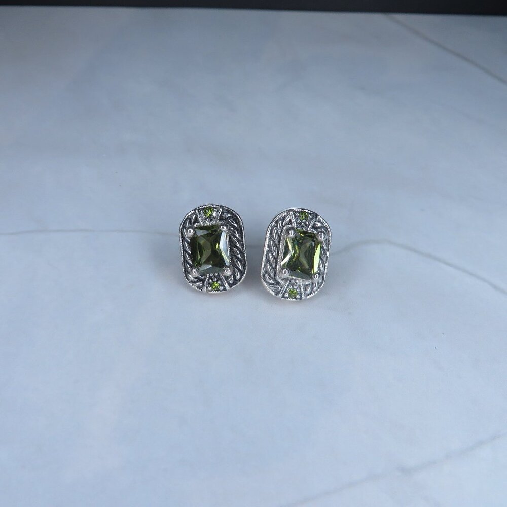 Light Green Crystal Post Earrings